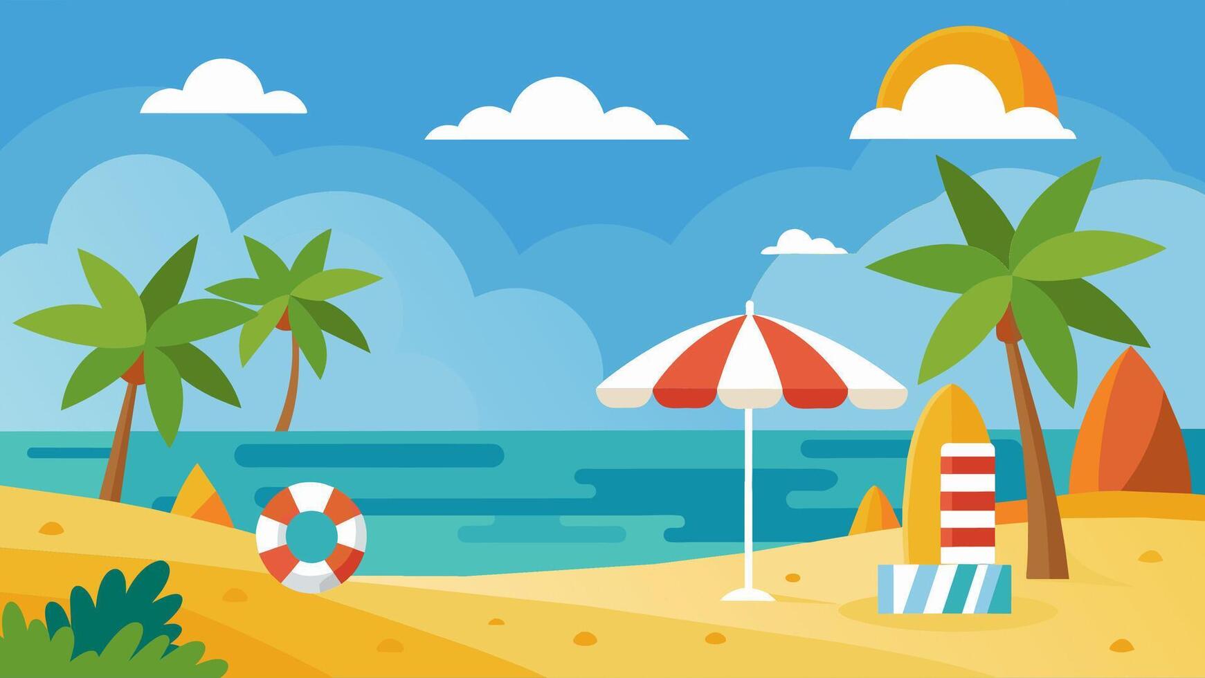 Summer beach scene banner design background vector