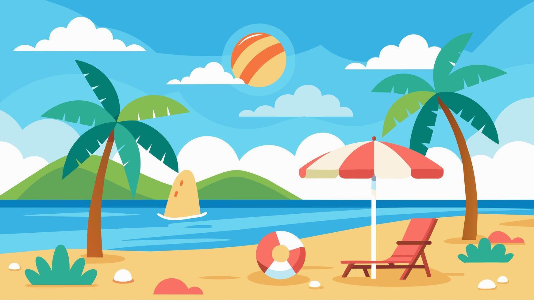 Summer beach scene banner design background vector