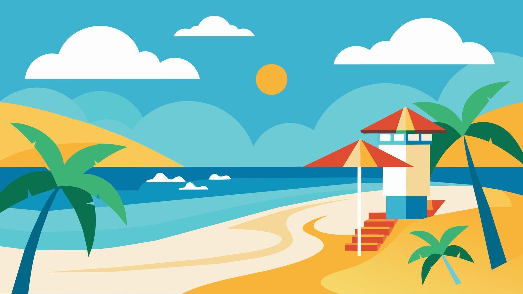 Summer beach scene banner design background vector