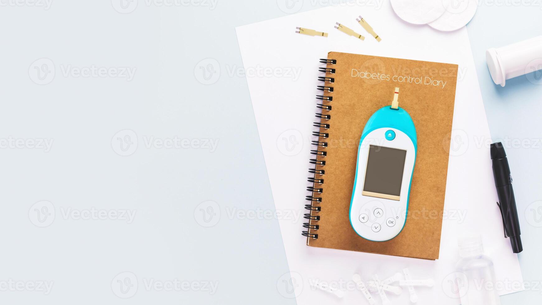 Diabetic disease concept with Glucose meter and diary of control photo