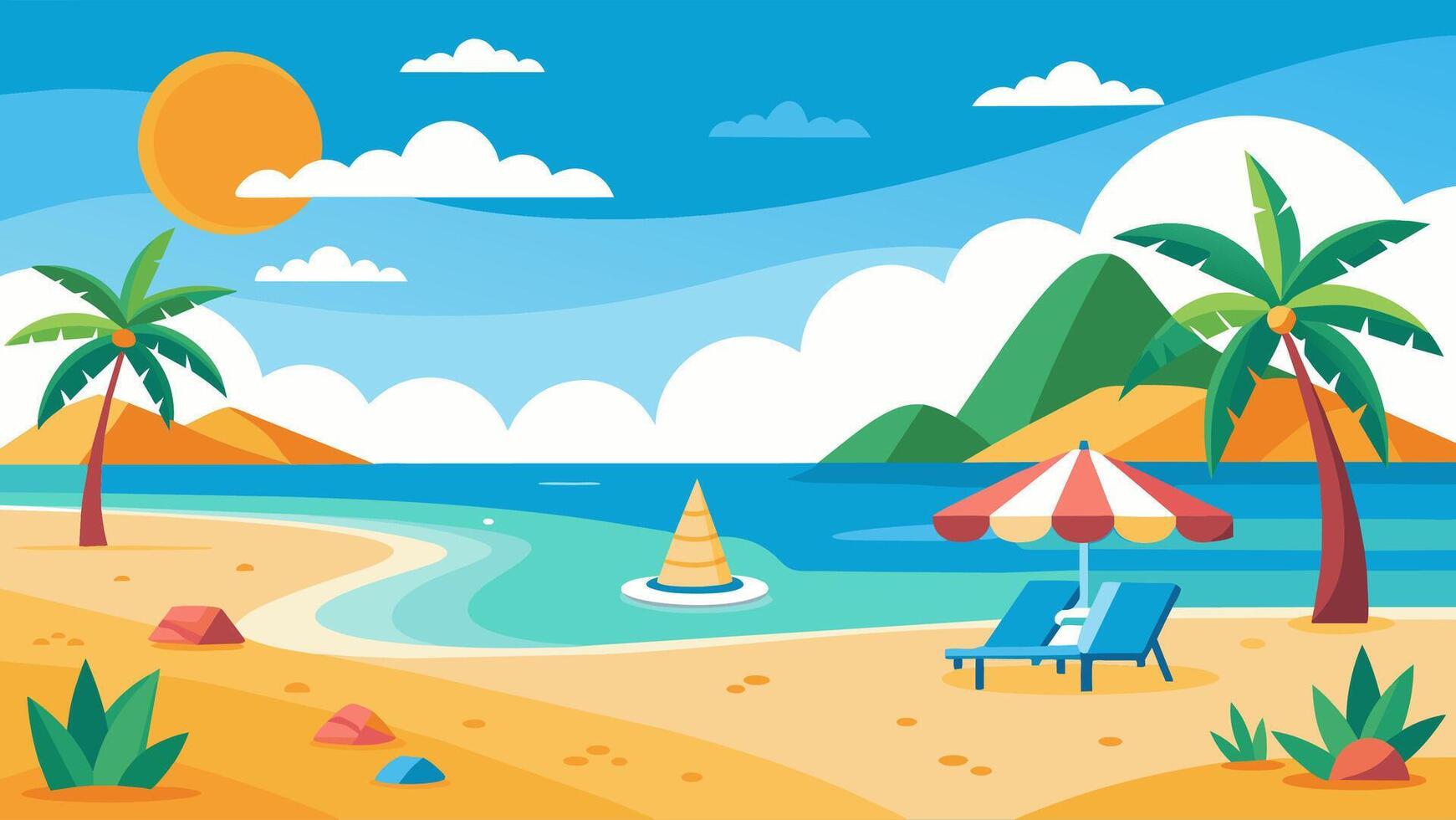 Summer beach scene banner design background vector