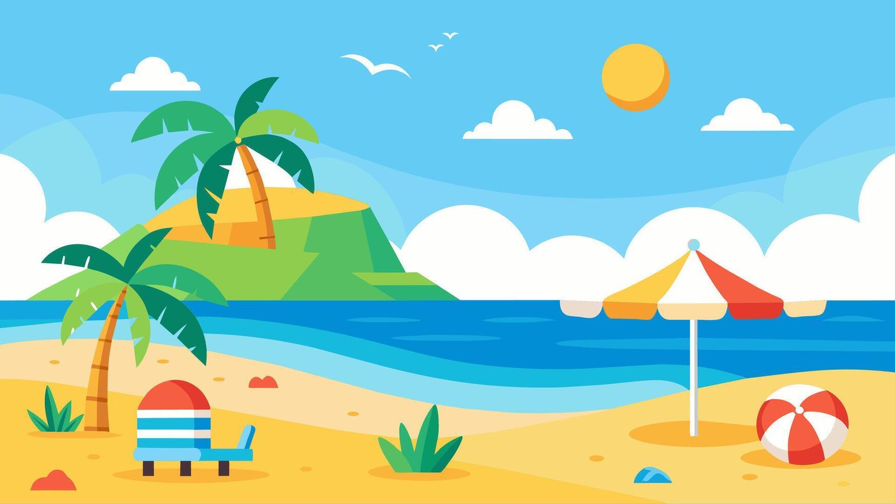 Summer beach scene banner design background vector