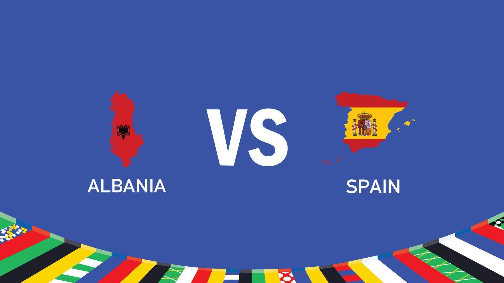 Albania And Spain Match Flag Map European Nations Football 2024 Abstract Design Teams Countries Symbol Logo Illustration vector
