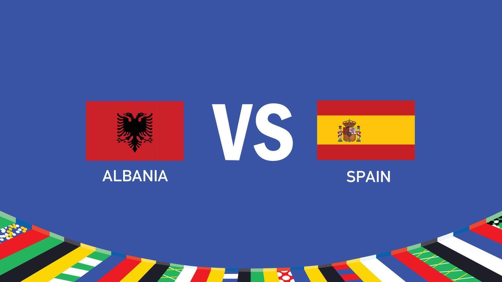 Albania And Spain Match Flag European Nations Football 2024 Abstract Design Teams Countries Symbol Logo Illustration vector