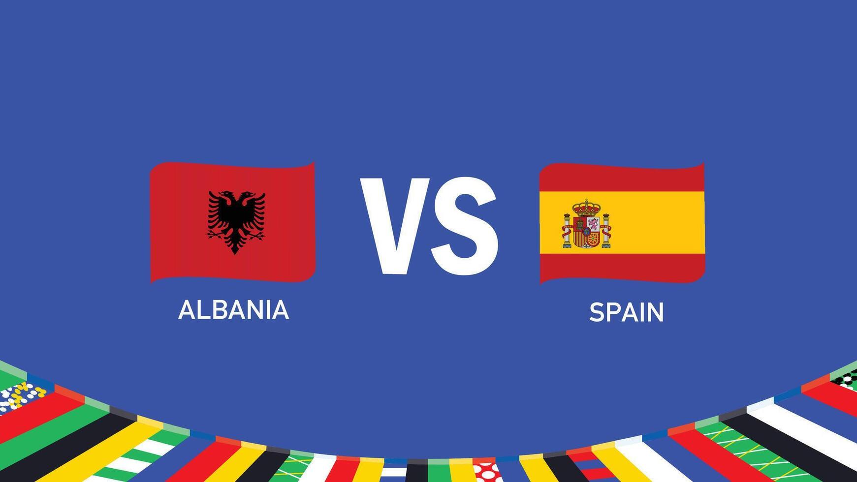 Albania And Spain Match Flag Ribbon European Nations Football 2024 Abstract Design Teams Countries Symbol Logo Illustration vector