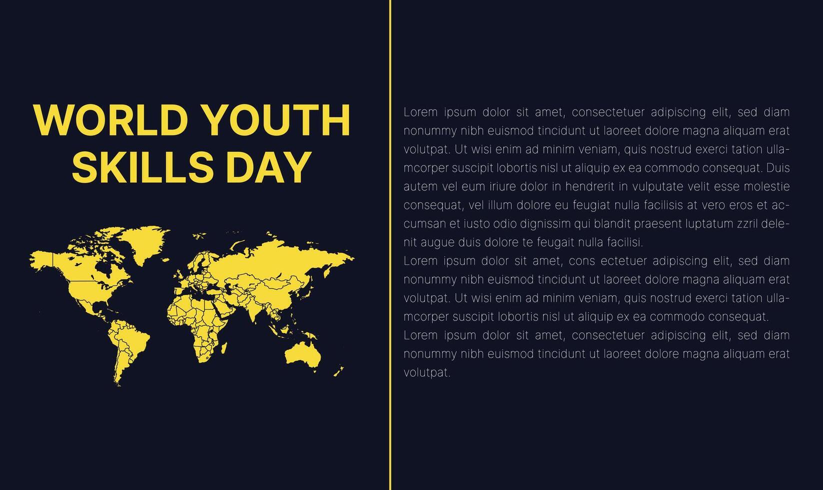 World Youth Skills Day WYSD is observed every year on July 15, vector