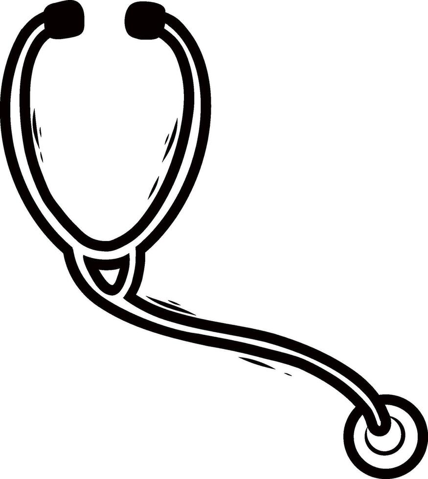 Doodle style stethoscope. Contoured hand drawn image. vector