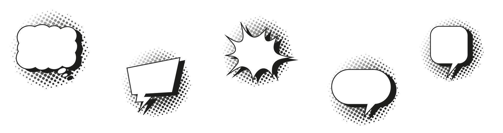 Speech bubble set . Collection of empty comic speech bubbles with halftone shadows. illustration. vector