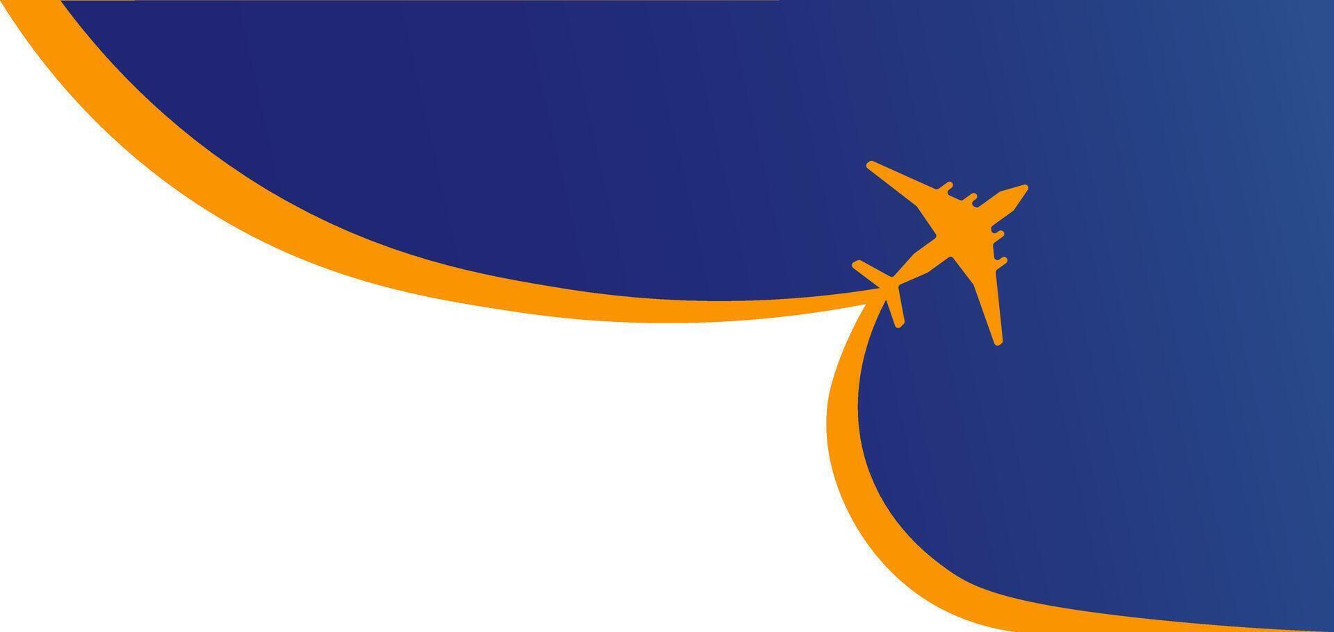 Illustration of simple airplane travel opens the background behind itself. Banner for a trip abroad on vacation. vector