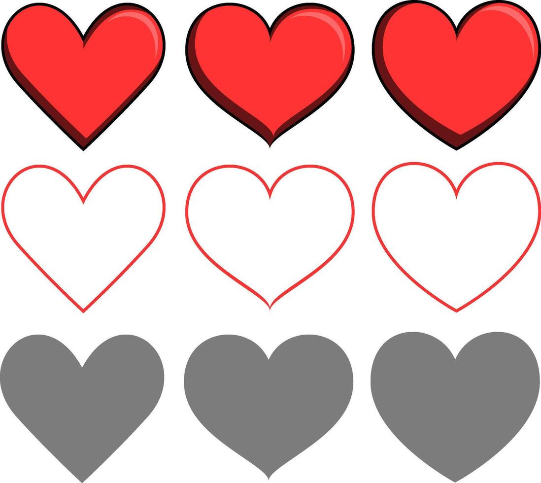 Set of different heart shapes vector