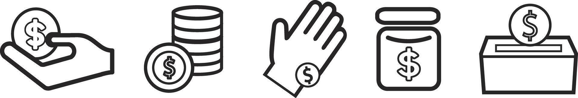 finance, bank, money, dollar - thin line icon collection on white background vector