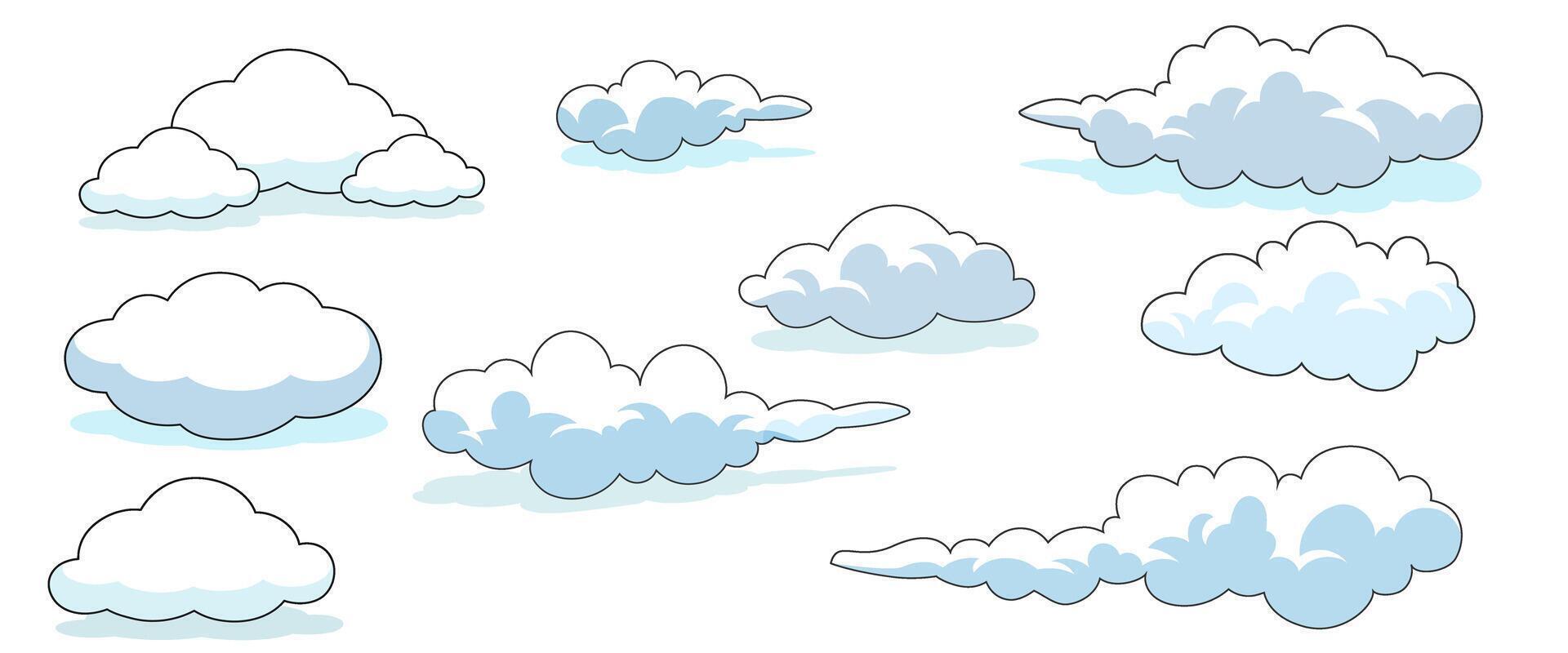 set of clouds vector