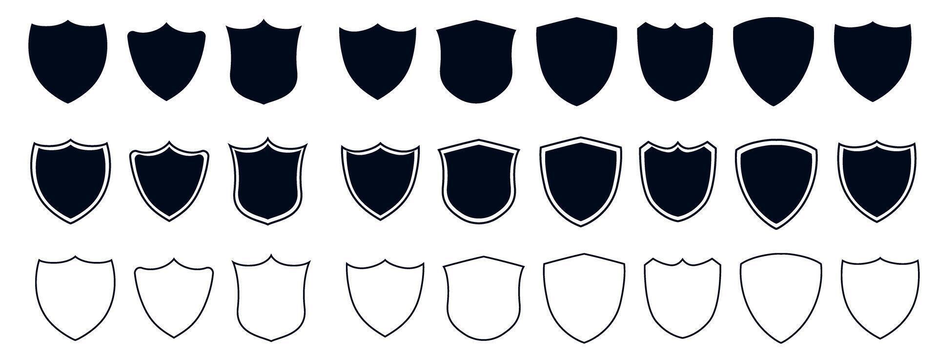 Shield icons. Shields. Protect shield security . Collection of security shield icons. vector