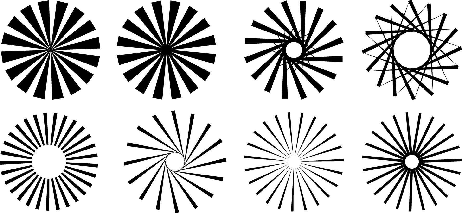 Sunburst element. Radial stripes background. Sunburst icon collection. vector