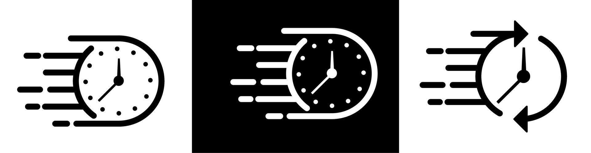 Quick time or deadline icon set in line style, Timers, Express service, Countdown timer. vector