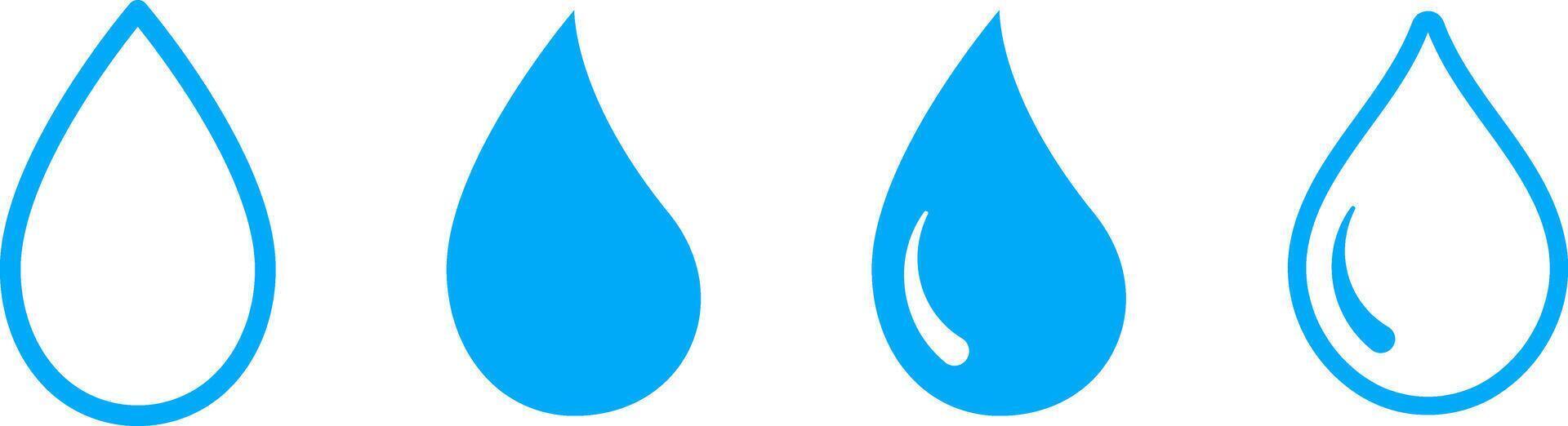 Water drop icon set. Plumbing logo. Flat style outline. vector