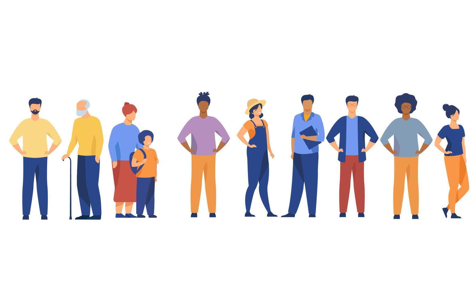 Diverse crowd of people of different ages and races vector