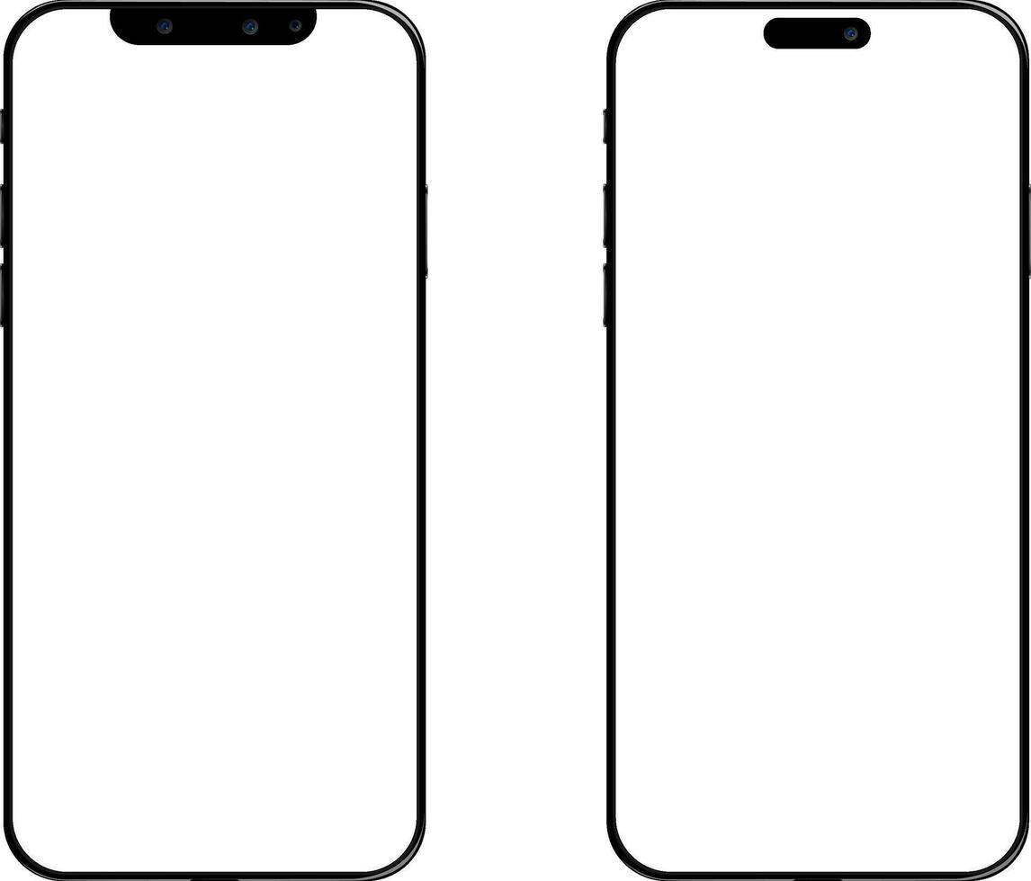 Smartphone mockup collection 3D mobile phone. Mockup screen front view iphone vector