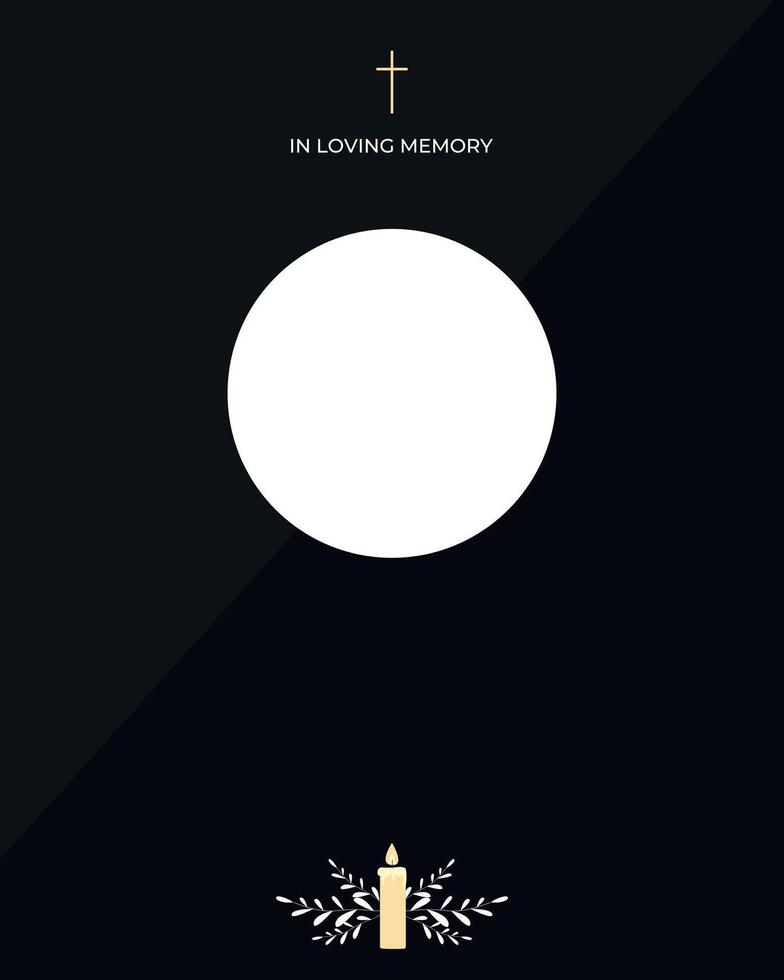 Funeral card. Empty card. Digital Funeral Announcement Invitation Template in Illustrator vector
