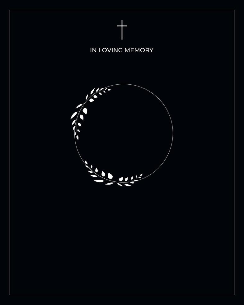 Funeral card. Empty card. Digital Funeral Announcement Invitation Template in Illustrator vector