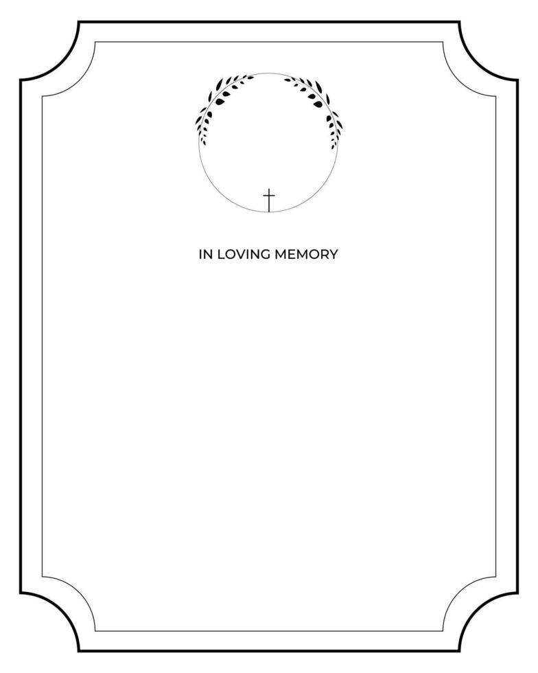 Funeral card. Empty card. Digital Funeral Announcement Invitation Template in Illustrator vector
