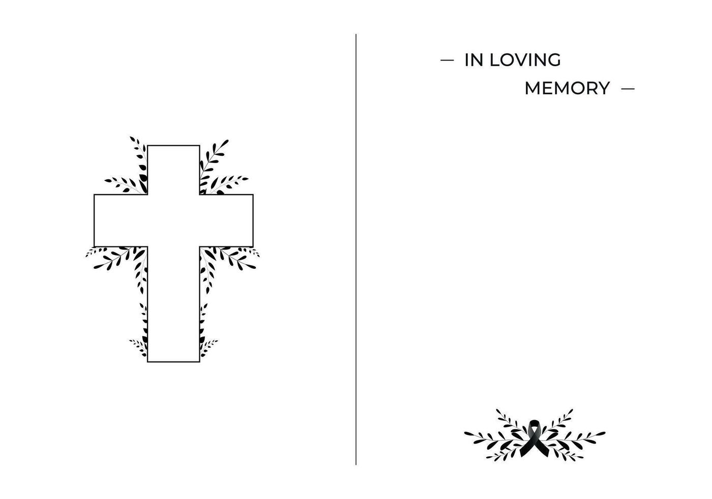 Funeral card. Empty card. Digital Funeral Announcement Invitation Template in Illustrator vector