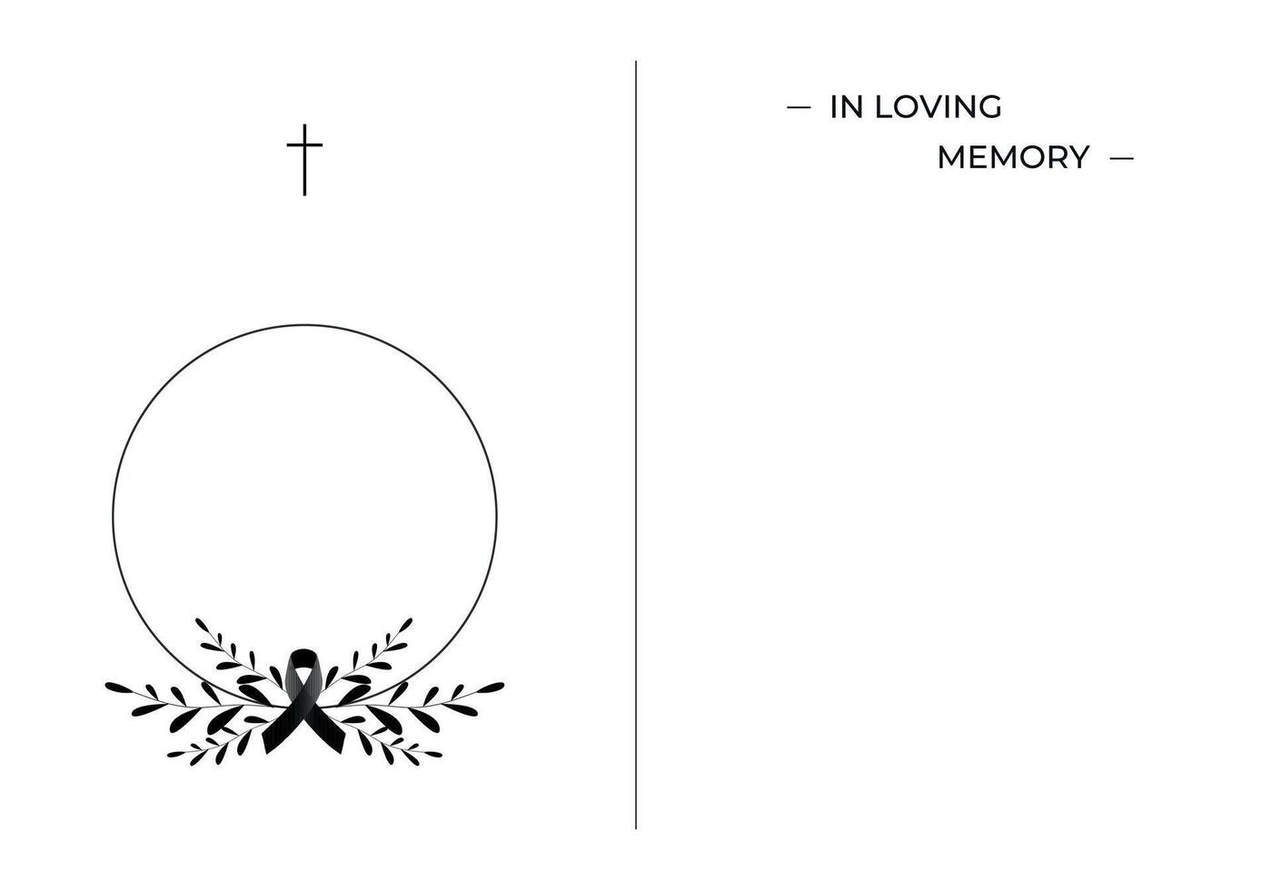 Funeral card. Empty card. Digital Funeral Announcement Invitation Template in Illustrator vector
