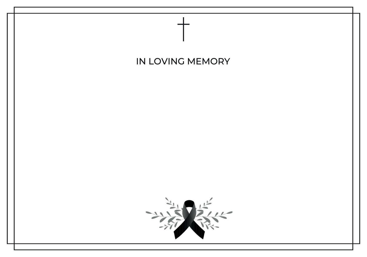 Funeral card. Empty card. Digital Funeral Announcement Invitation Template in Illustrator vector