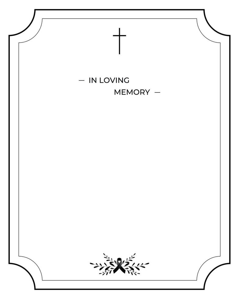 Funeral card. Empty card. Digital Funeral Announcement Invitation Template in Illustrator vector