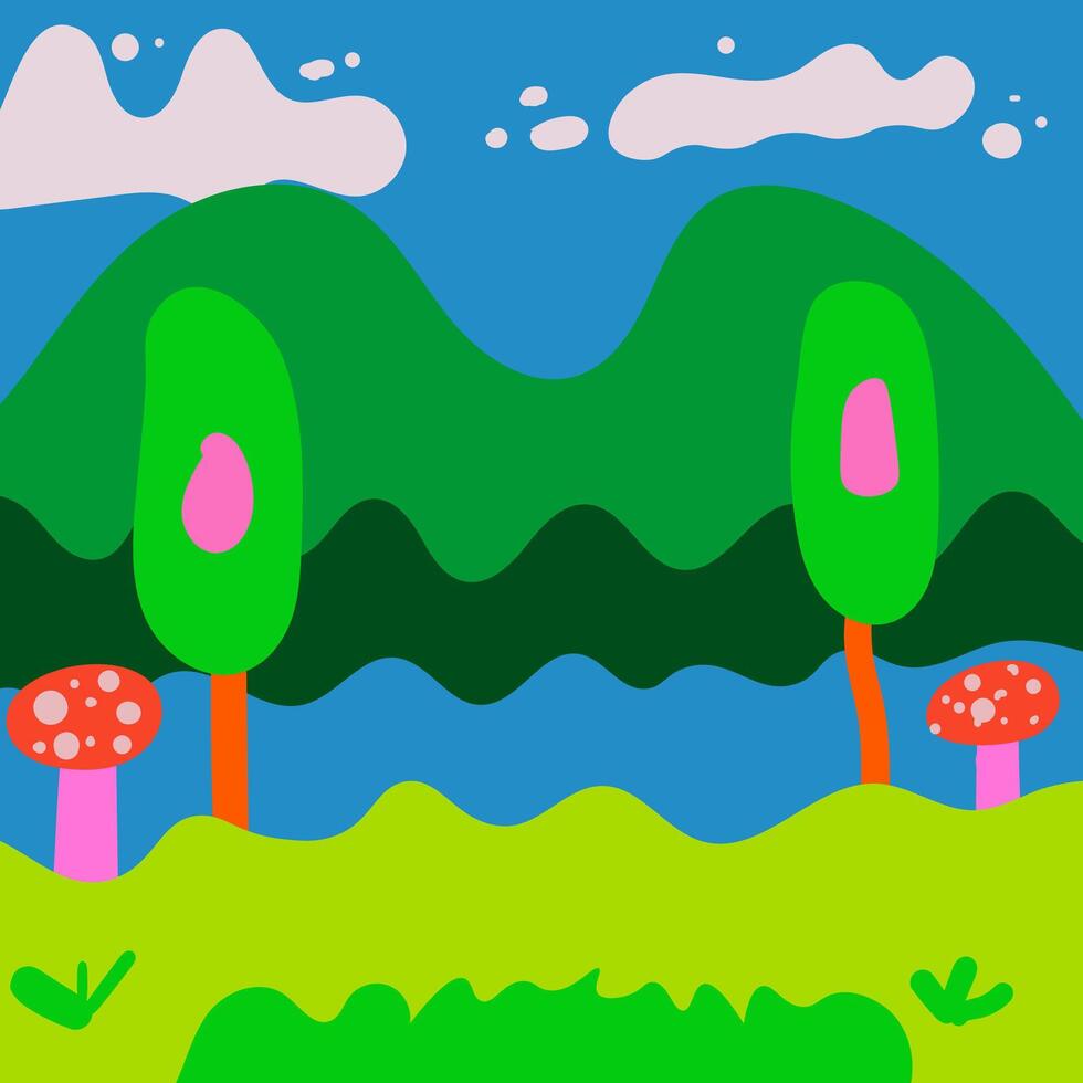 Hand Drawing Abstract Nature Background vector