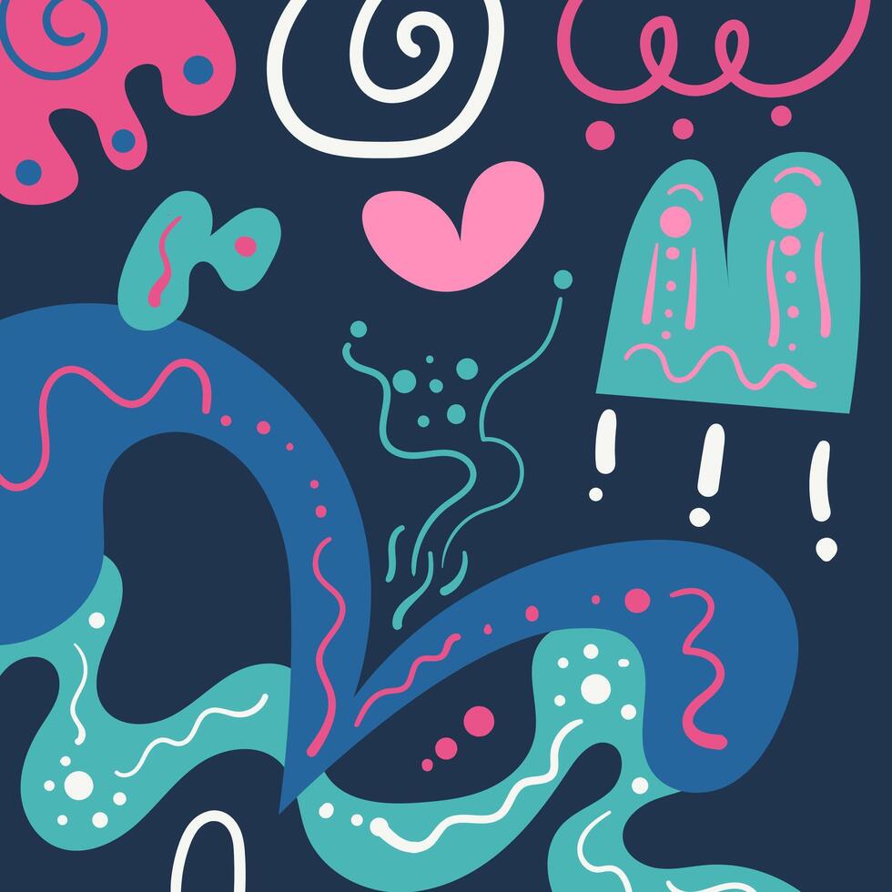 Hand drawn flat abstract shapes background vector