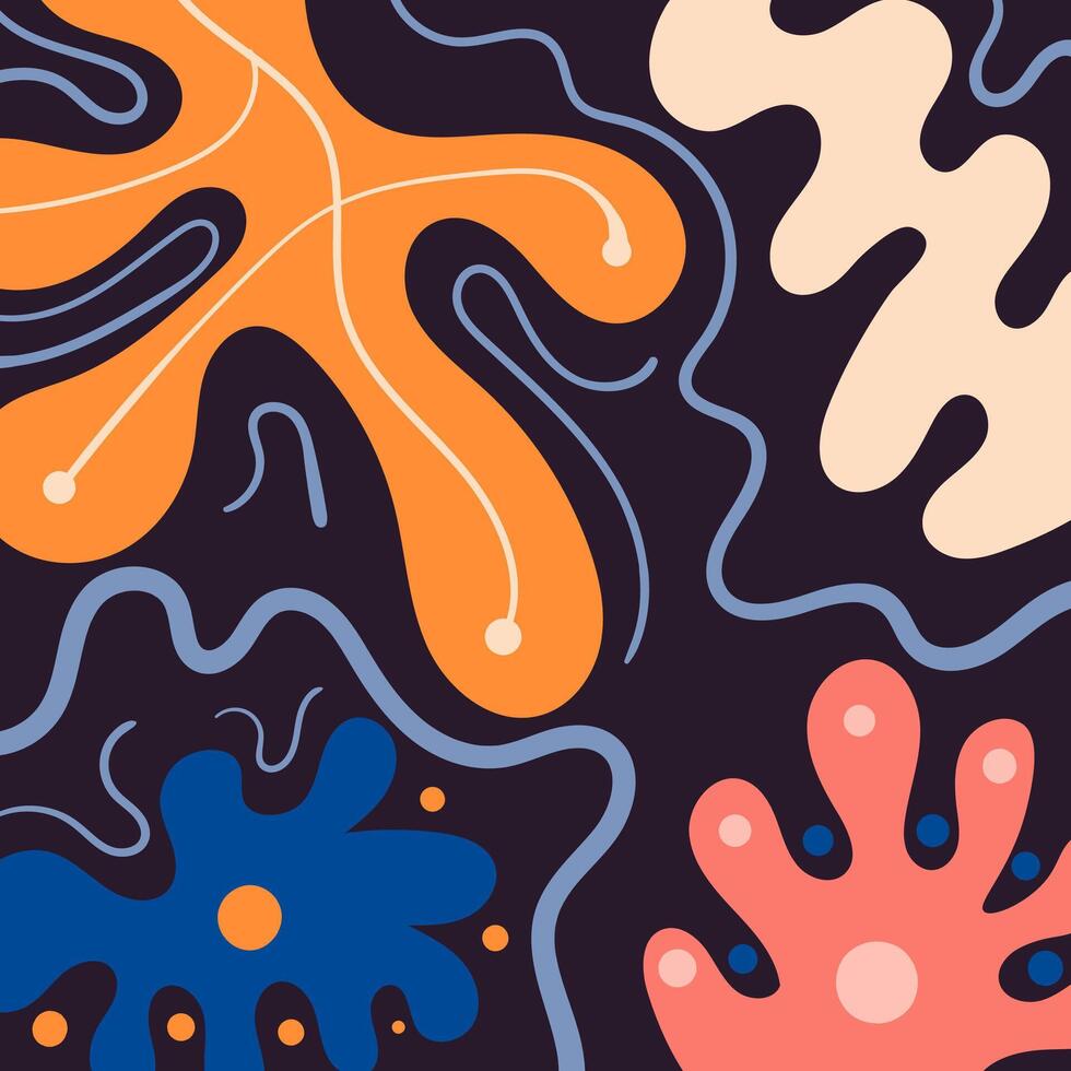 Hand drawn flat abstract shapes background vector