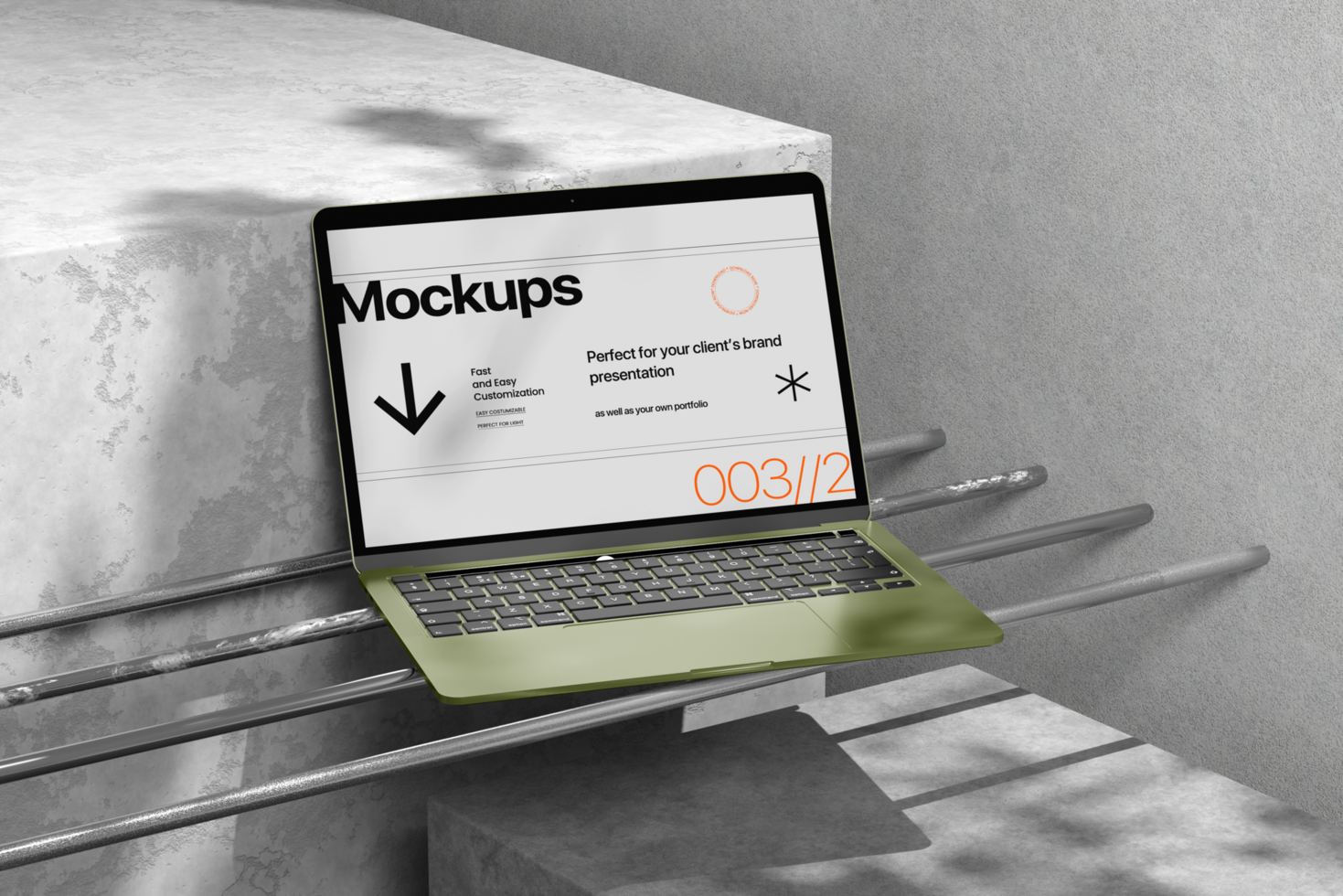 Fully editable notebook and keyboard mockup with shadow psd