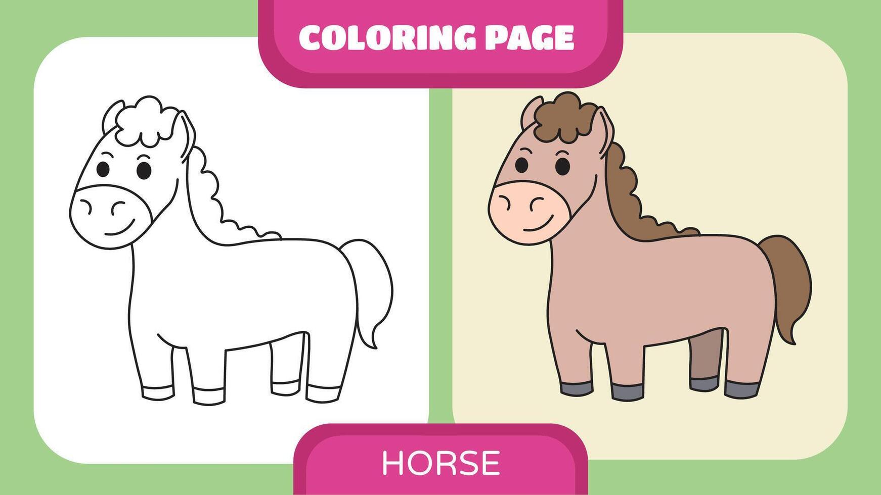 Coloring Page for Children Animal Horse vector