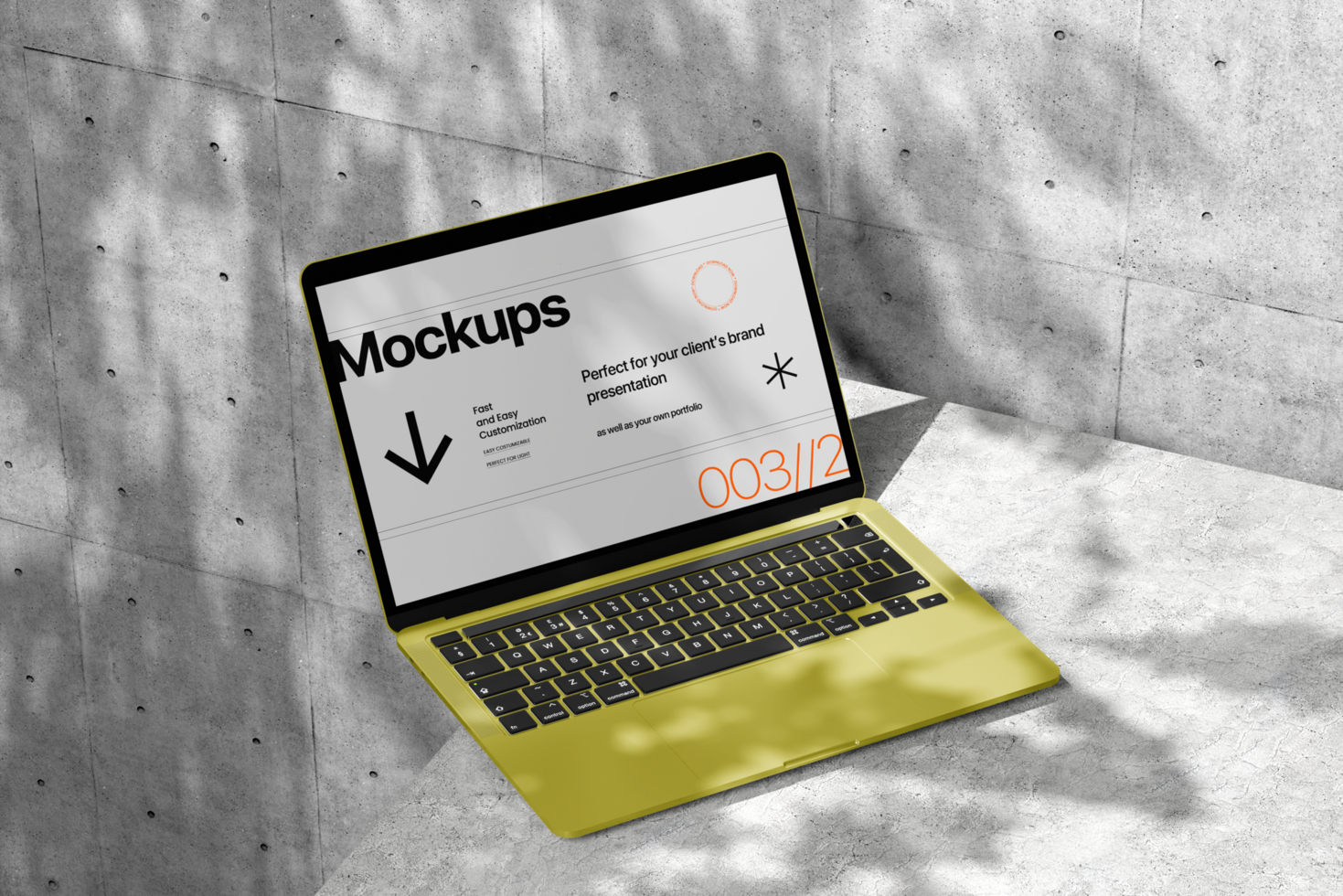 Realistic Shadow Background and Scene of this Laptop Mockup psd