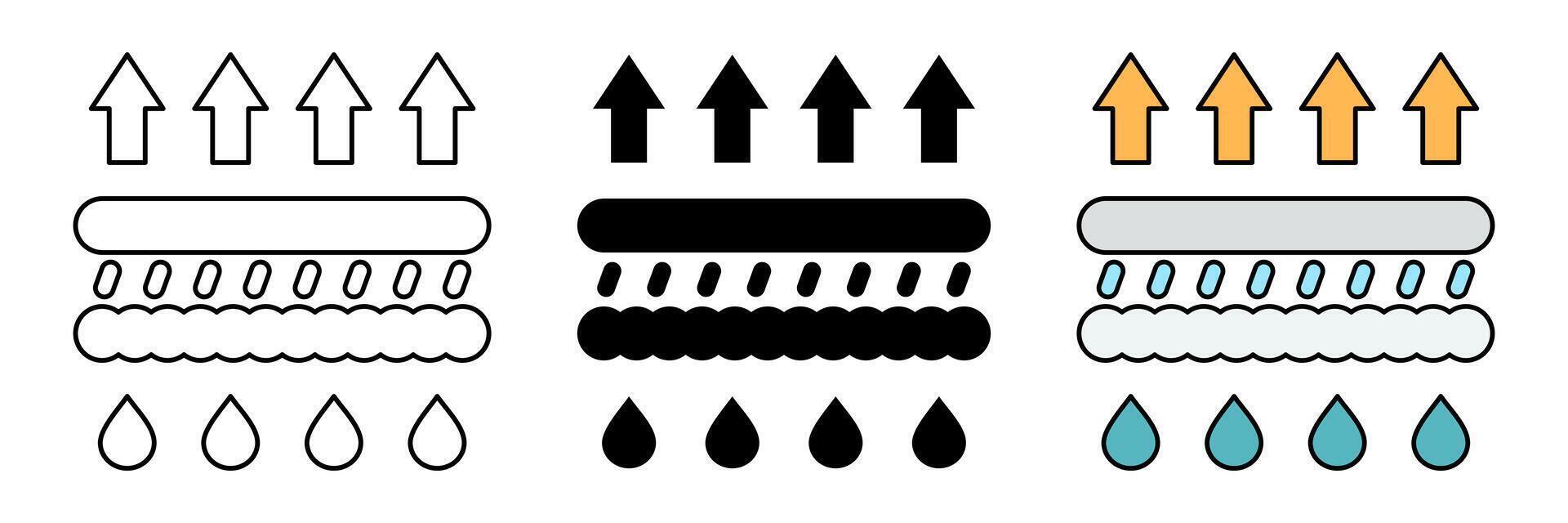 collection of moisture absorbing icons. modern design isolated on white background vector