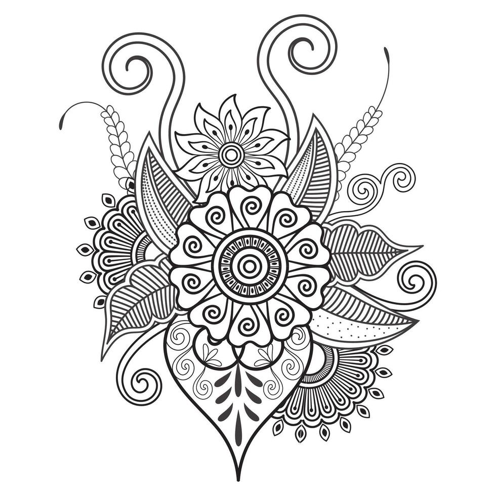 Traditional and Cultural Beautiful pattern design, tattoo design, mandala patterns, Arabic patterns, Rangoli, Alpona, Kolam, Paisley line art. vector