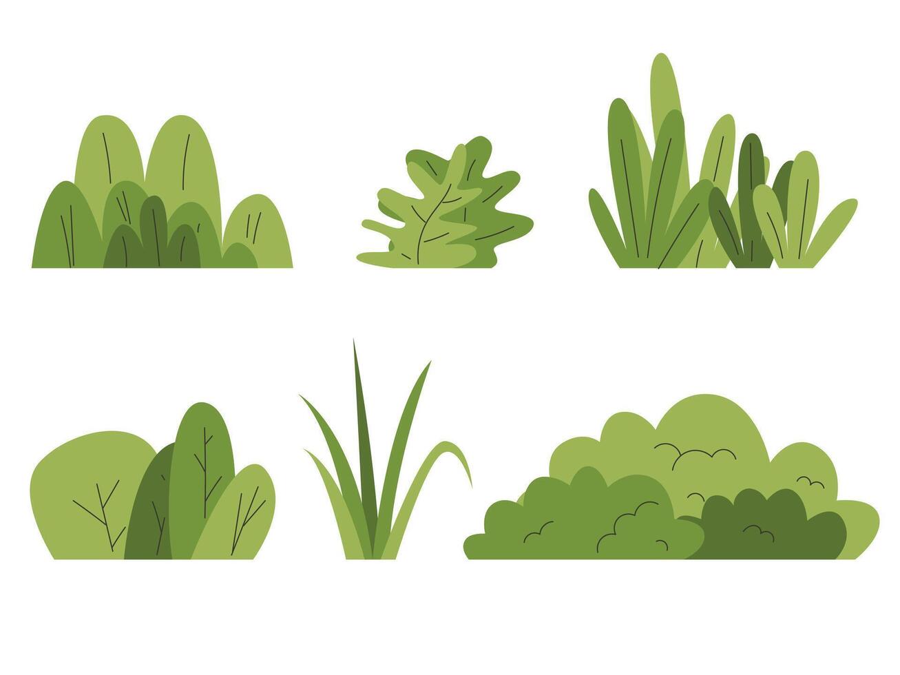 Hand drawn shrub bush shrubbery tree. set of garden plant element vector