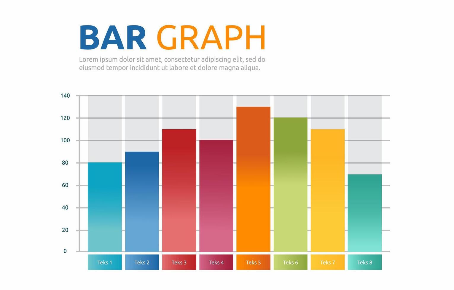 Flat Design Illustration of Gradient Bar Graph Chart Diagram for Business Data Report on Isolated Background vector