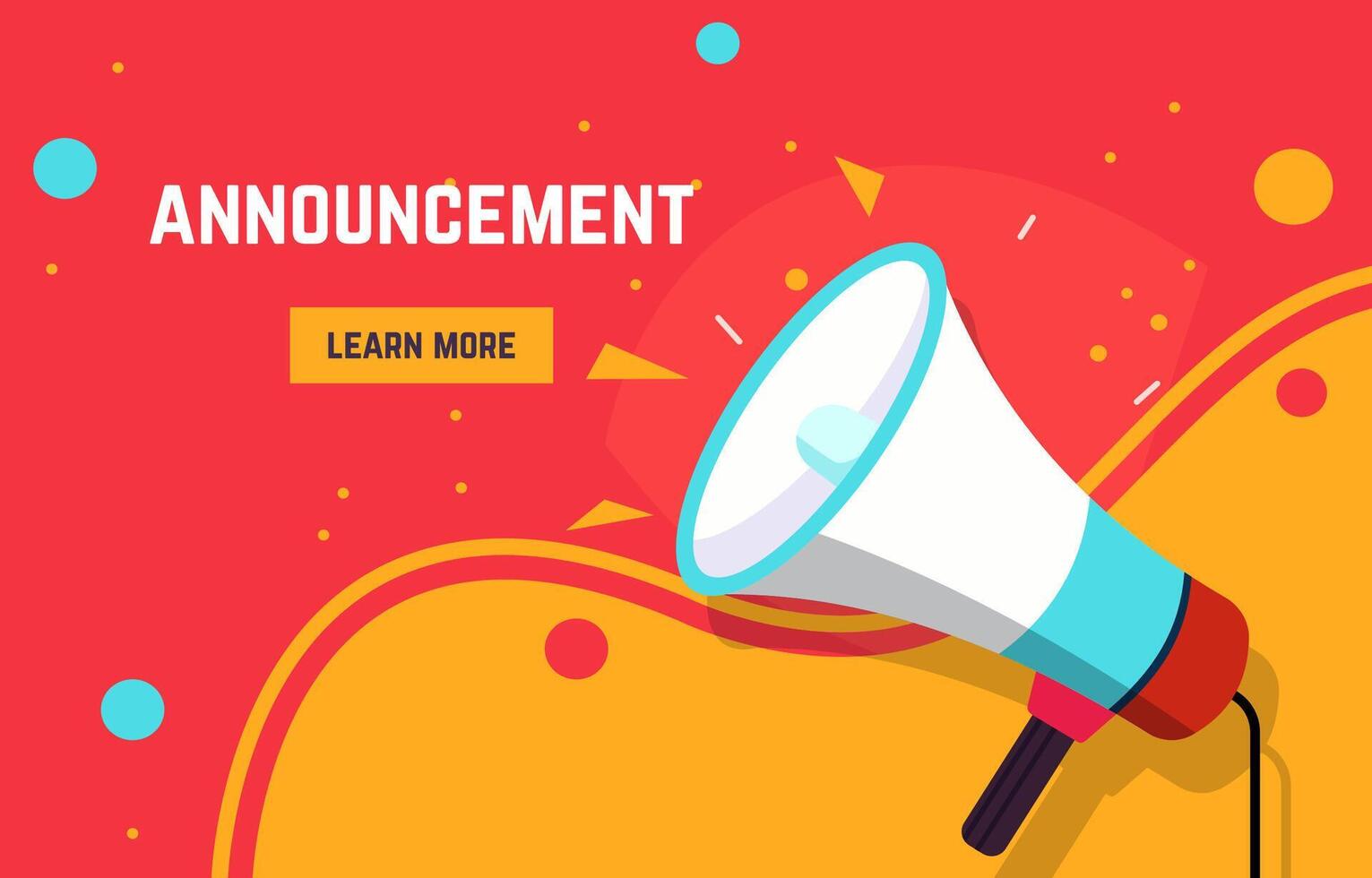 Flat Design Illustration of Megaphone Horn Speaker for Attention Announcement with Fluid Liquid Background vector