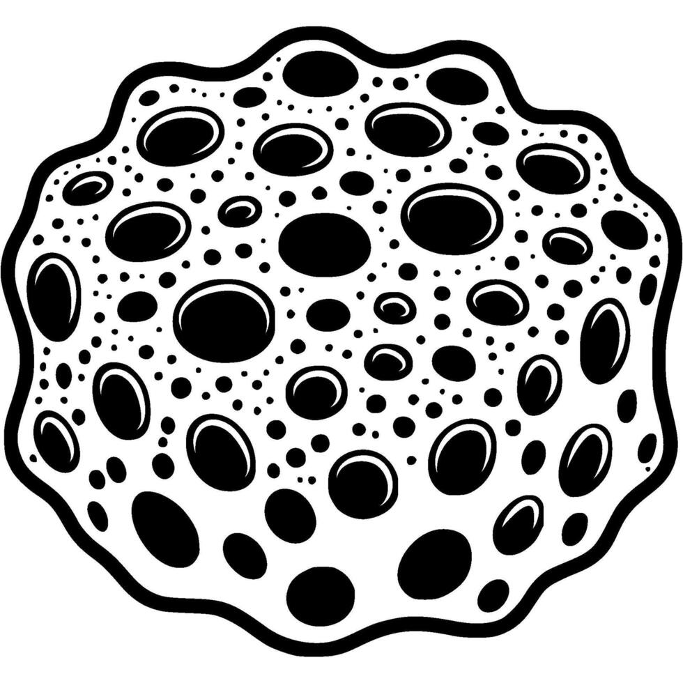 Coral sponge in monochrome. Porous animal coral. Simple minimalistic in black ink drawing on white background vector