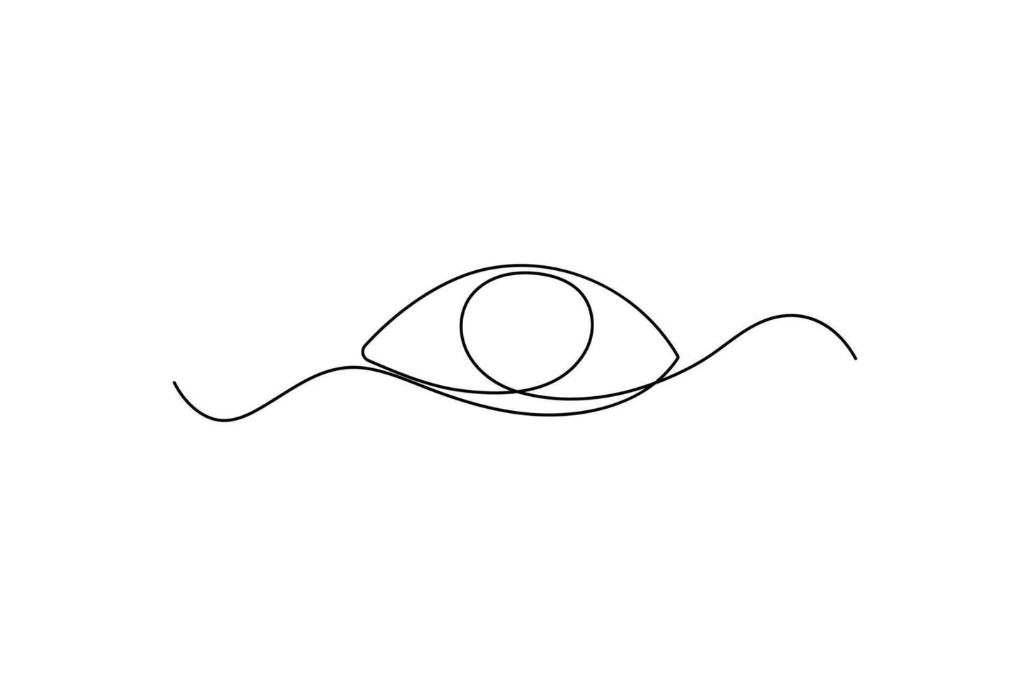 Eye single line art, continuous one line drawing of Isolated outline art black white background vector