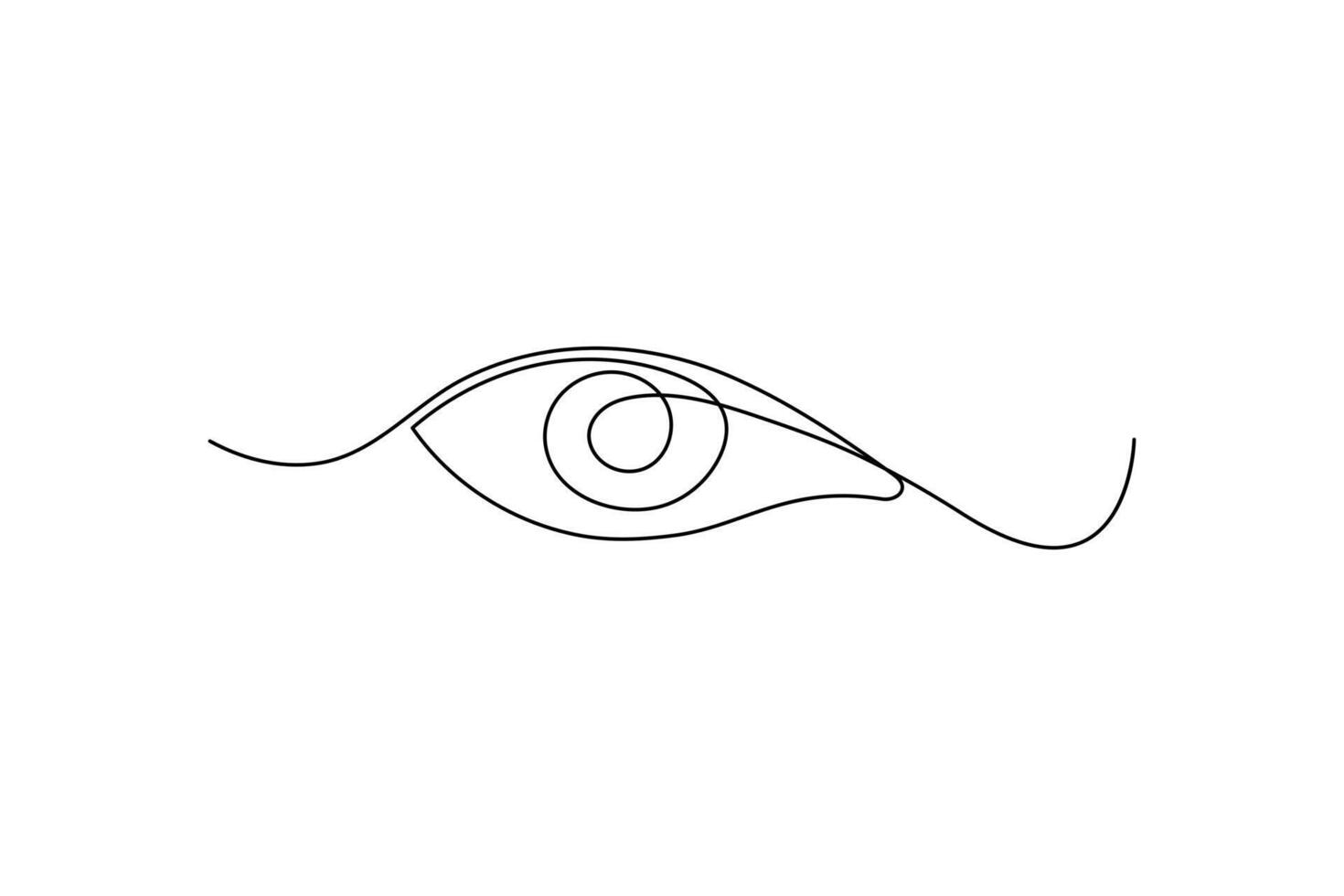Eye single line art, continuous one line drawing of Isolated outline art black white background vector