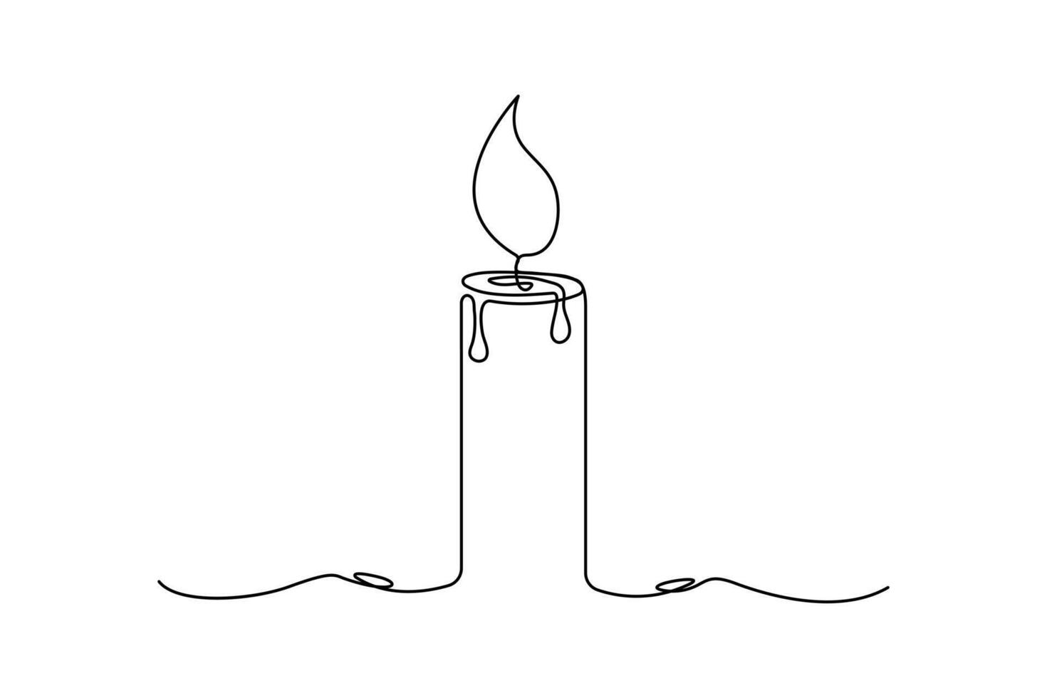 Candle single line art, continuous one line drawing of Isolated outline art black white background vector