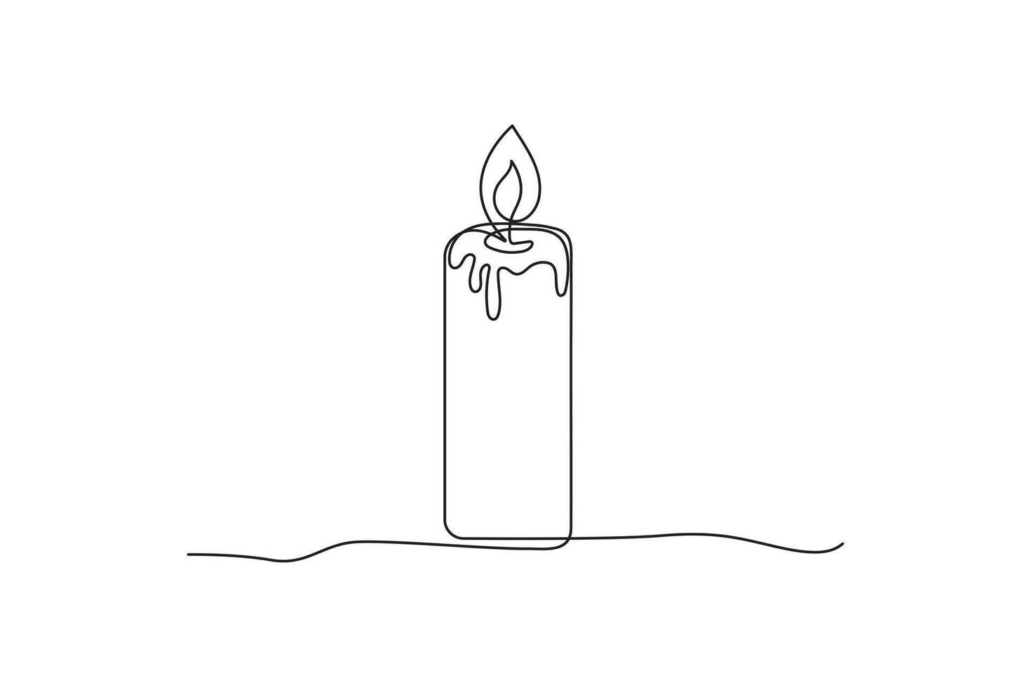 Candle single line art, continuous one line drawing of Isolated outline art black white background vector