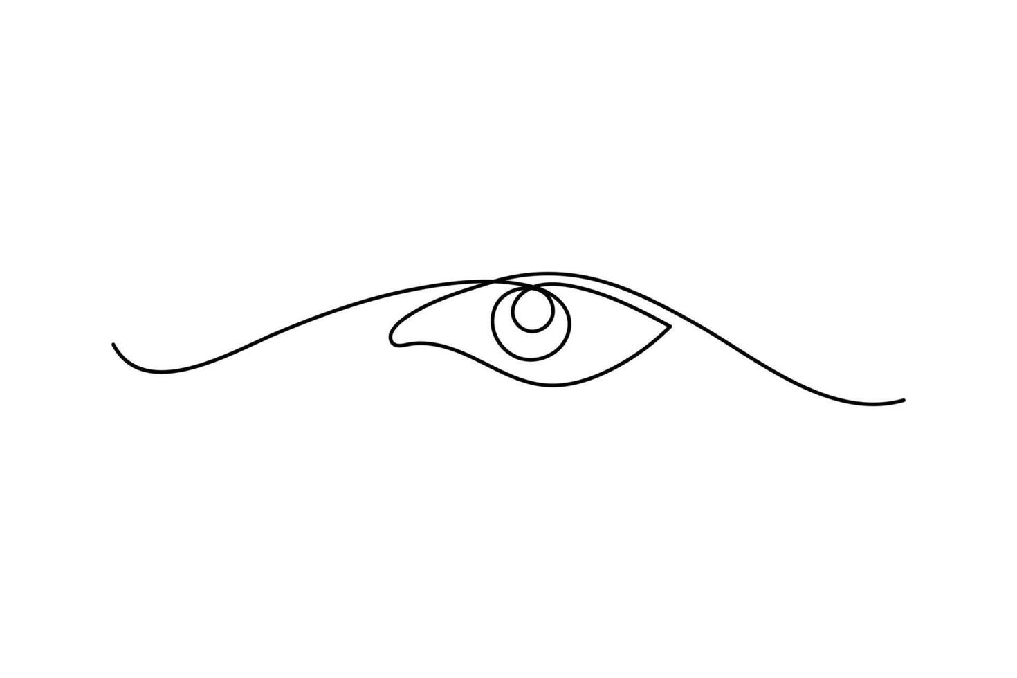 Eye single line art, continuous one line drawing of Isolated outline art black white background vector