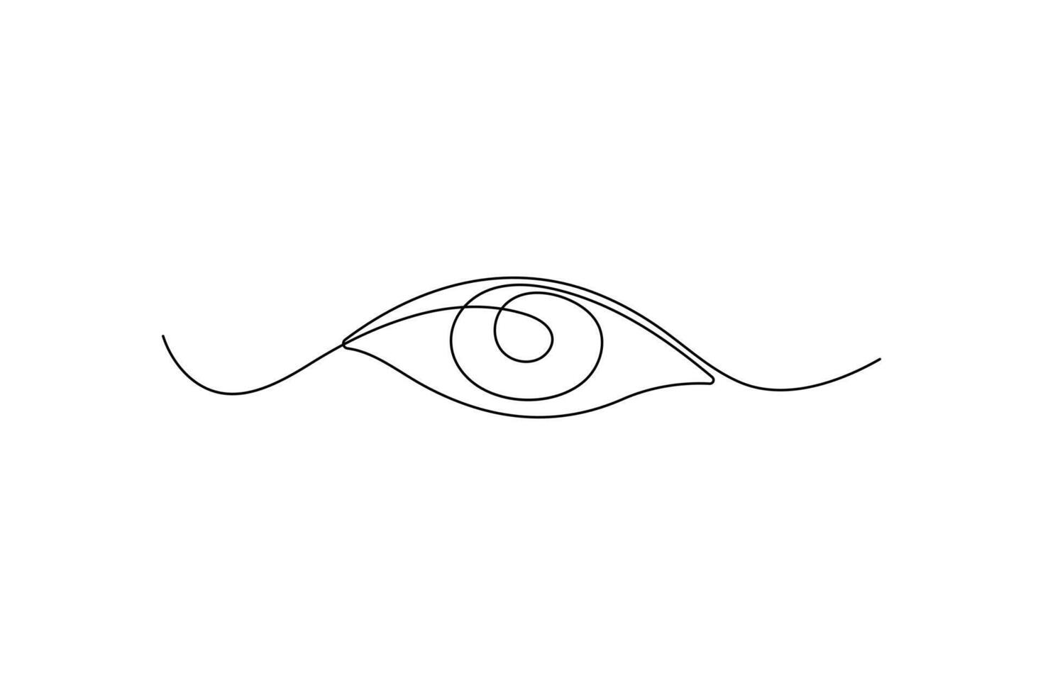 Eye single line art, continuous one line drawing of Isolated outline art black white background vector