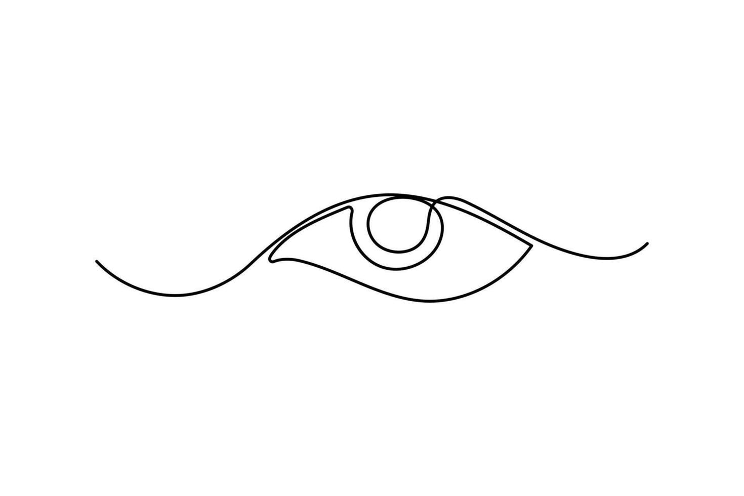 Eye single line art, continuous one line drawing of Isolated outline art black white background vector