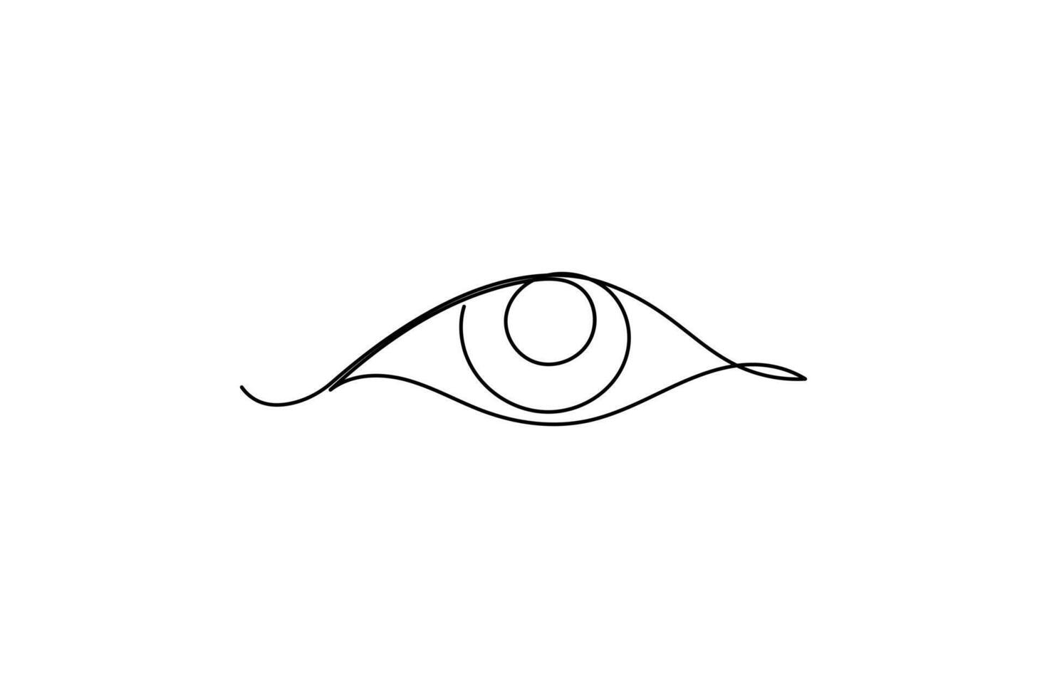 Eye single line art, continuous one line drawing of Isolated outline art black white background vector