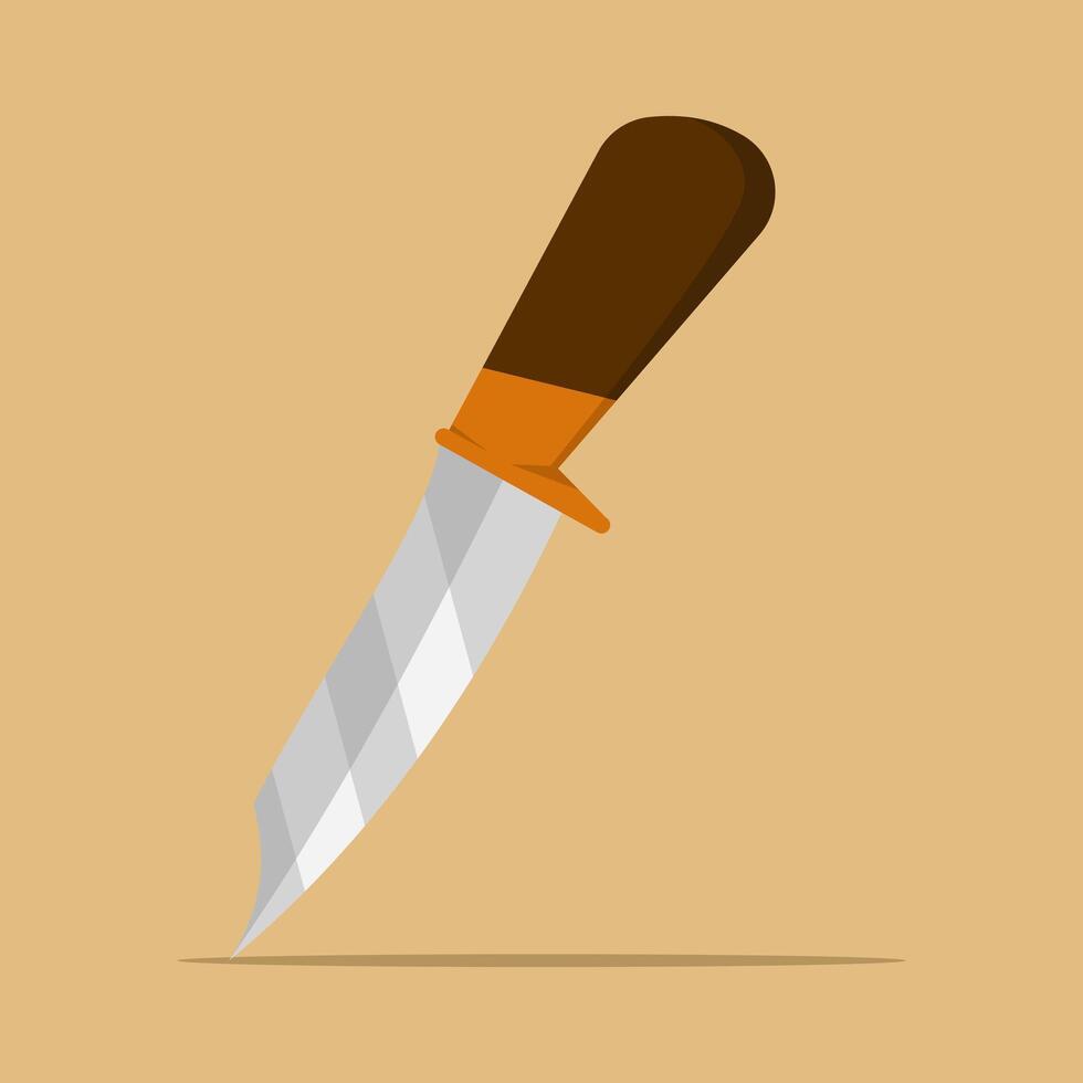 Hunting knife concept. hunting knife isolated on background. cutting tool, cutting knife or kitchen knife, combat, hunting dagger. flat illustration on background. vector